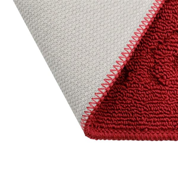 Marina Decoration 1-Pack 20 x 32-in Half-Moon Jacquard Solid Non-Slip Rubber Backing Kitchen Rug - Burgundy