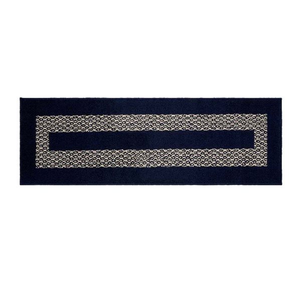 Marina Decoration 20 x 60-in Diamond Vintage Non-Slip Rubber Backing Runner Rug - Blue