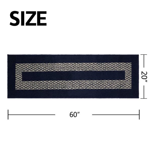 Marina Decoration 20 x 60-in Diamond Vintage Non-Slip Rubber Backing Runner Rug - Blue