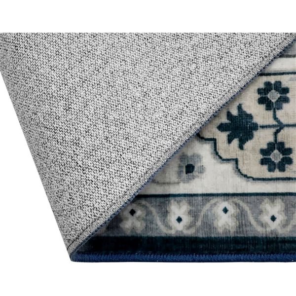 Marina Decoration 5 x 7-ft Rectangular Floral Non-Slip Rubber Backing Area Rug - Silver