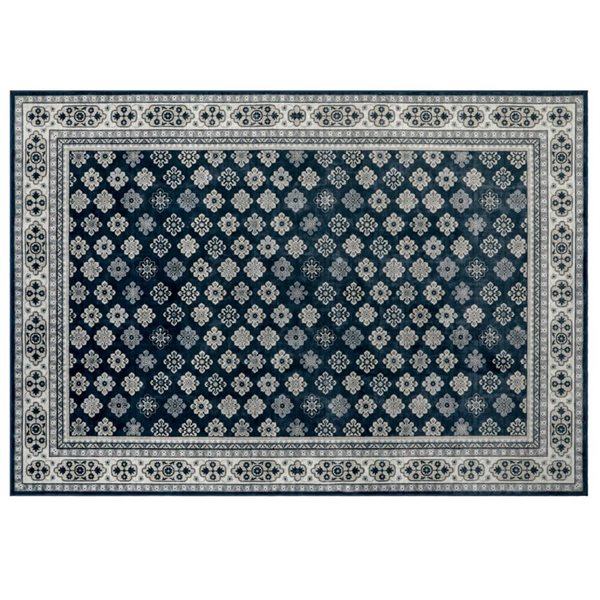 Marina Decoration 5 x 7-ft Rectangular Floral Non-Slip Rubber Backing Area Rug - Silver