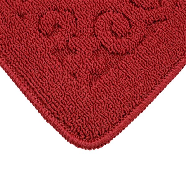 Marina Decoration 3-Pack 20 x 32-in Half-Moon Jacquard Solid Non-Slip Rubber Backing Kitchen Rug - Burgundy