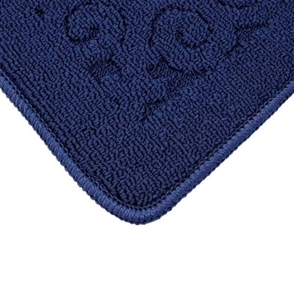 Marina Decoration 2-Pack 20 x 32-in Half-Moon Jacquard Solid Non-Slip Rubber Backing Kitchen Rug - Navy Blue