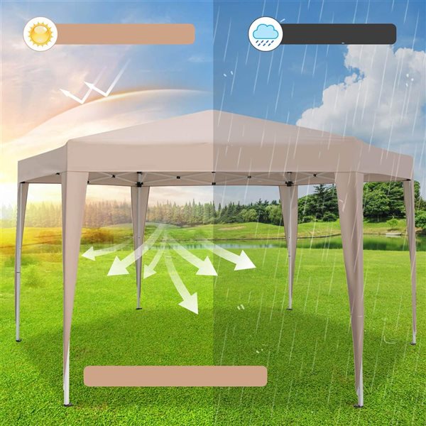 Costway 13 x 11.5-ft Hexagonal Gazebo Shelter with 3 Adjustable Height and Carrying Bag