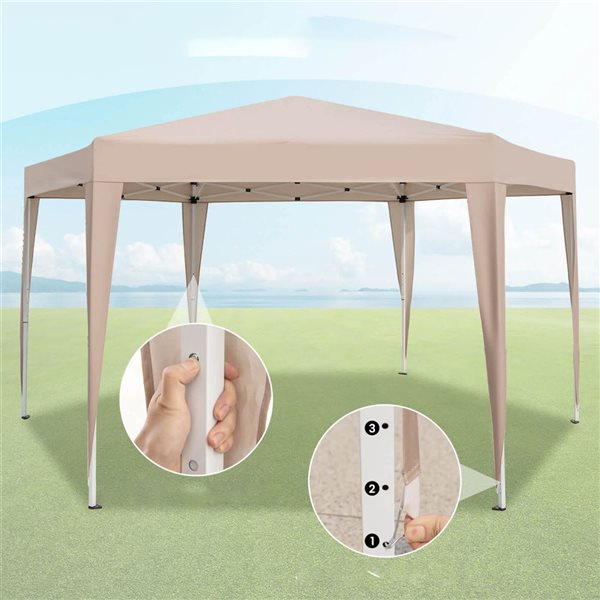 Costway 13 x 11.5-ft Hexagonal Gazebo Shelter with 3 Adjustable Height and Carrying Bag