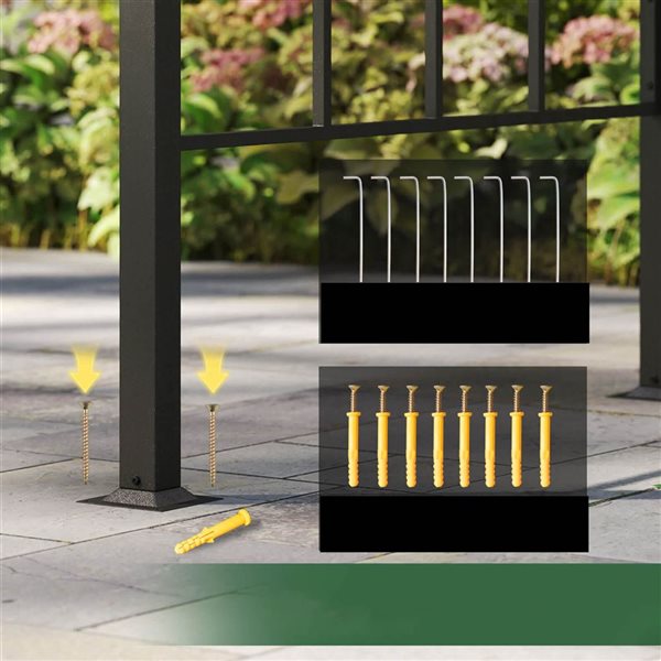 Costway 8 x 5-ft Hardtop Grill Gazebo with  Vented Polycarbonate Roof, Side Shelves and Hooks