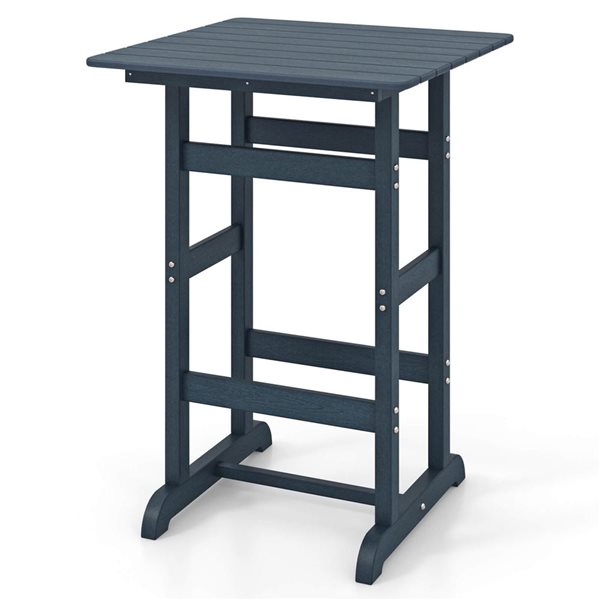 Costway Square Navy Weather HDPE Patio Bistro Table with Wood Grains
