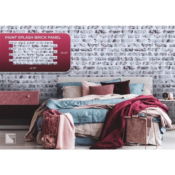 FOAMCORE Paint Splash Brick Wall Panel - 20.25 x 41.75 x 3/4-in
