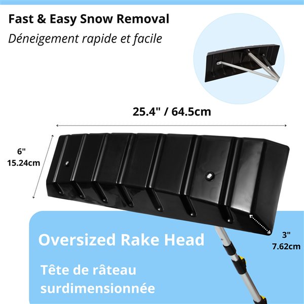 TITAN Snow Roof Rake 6.7- 16.4ft. Telescopic Aluminum Pole w/ 25.4