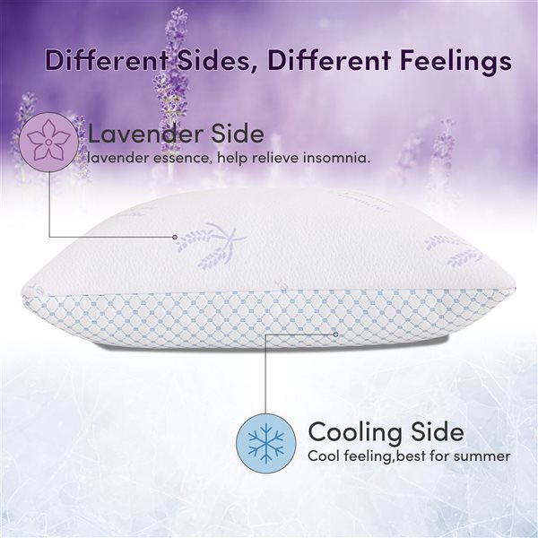 Marina Decoration 2-Pack Lavender Bamboo Cooling Bed Pillows with Shredded Memory Foam - Queen Size