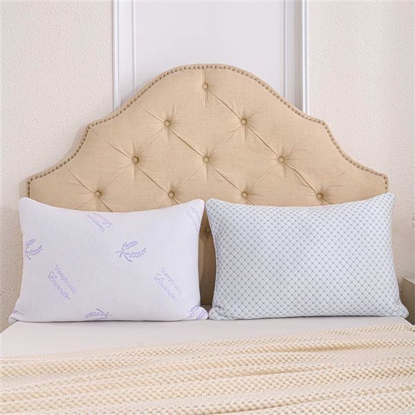 Marina Decoration 2-Pack Lavender Bamboo Cooling Bed Pillows with Shredded Memory Foam - Queen Size
