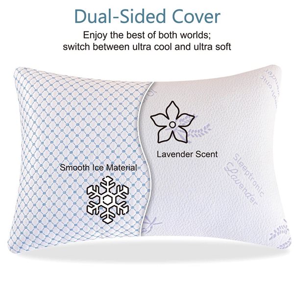 Marina Decoration 2-Pack Lavender Bamboo Cooling Bed Pillows with Shredded Memory Foam - King Size