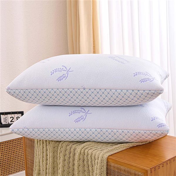 Marina Decoration 2-Pack Lavender Bamboo Cooling Bed Pillows with Shredded Memory Foam - King Size