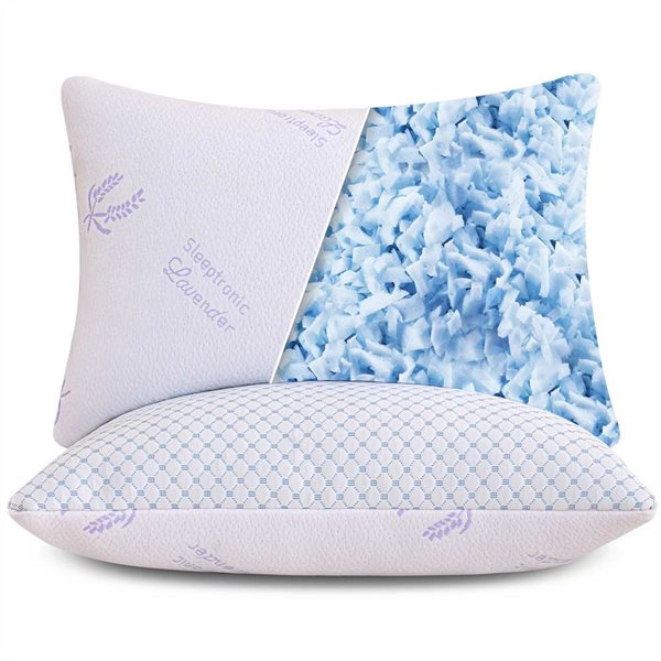 Marina Decoration 2-Pack Lavender Bamboo Cooling Bed Pillows with Shredded Memory Foam - King Size