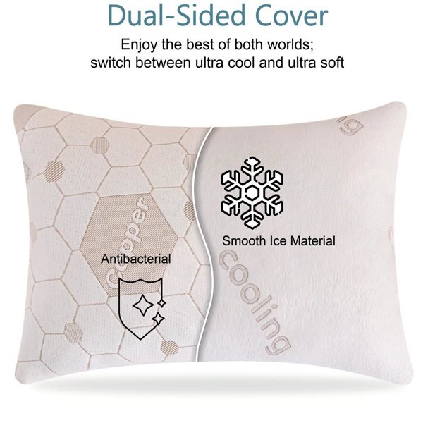 Marina Decoration 2-Pack Copper Cooling Bed Pillows with Shredded Memory Foam - King Size