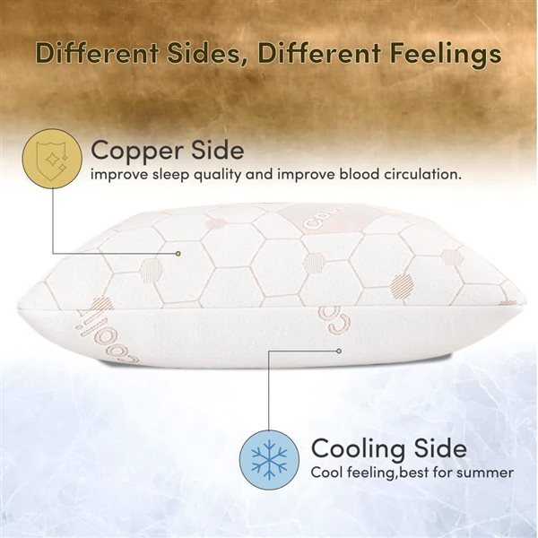 Marina Decoration 2-Pack Copper Cooling Bed Pillows with Shredded Memory Foam - King Size