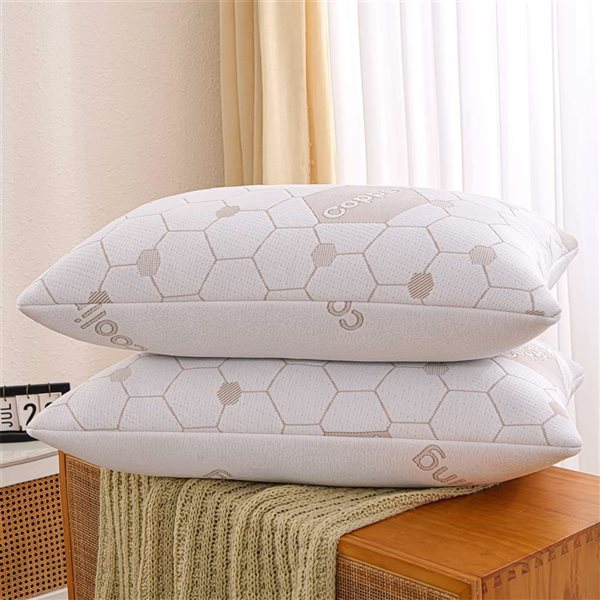 Marina Decoration 2-Pack Copper Cooling Bed Pillows with Shredded Memory Foam - King Size