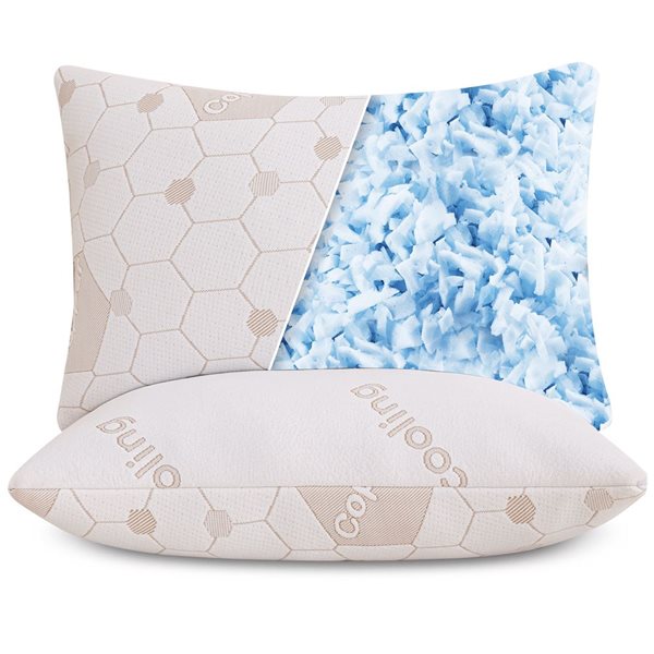 Marina Decoration 2-Pack Copper Cooling Bed Pillows with Shredded Memory Foam - King Size