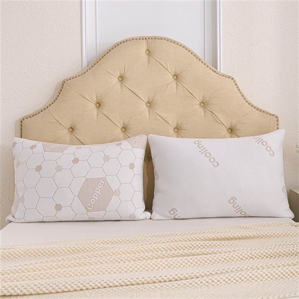 Marina Decoration 2-Pack Copper Cooling Bed Pillows with Shredded Memory Foam - King Size