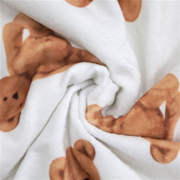 Marina Decoration 40 x 50-in Printed Reversible Sherpa Fleece Kids Blanket Teddy Bear - Brown
