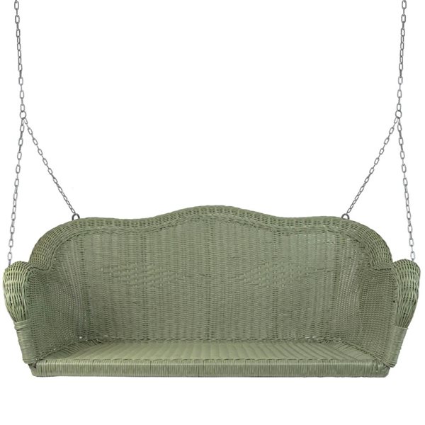 Northlight Hand Woven Resin Wicker Porch Swing with Chain - Green
