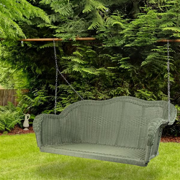 Northlight Hand Woven Resin Wicker Porch Swing with Chain - Green