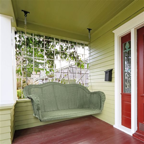 Northlight Hand Woven Resin Wicker Porch Swing with Chain - Green