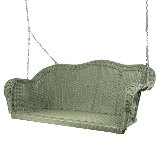 Northlight Hand Woven Resin Wicker Porch Swing with Chain - Green