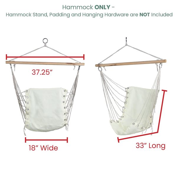 Northlight 37.25 x 33-in Hammock Chair with Wooden Bar - Cream