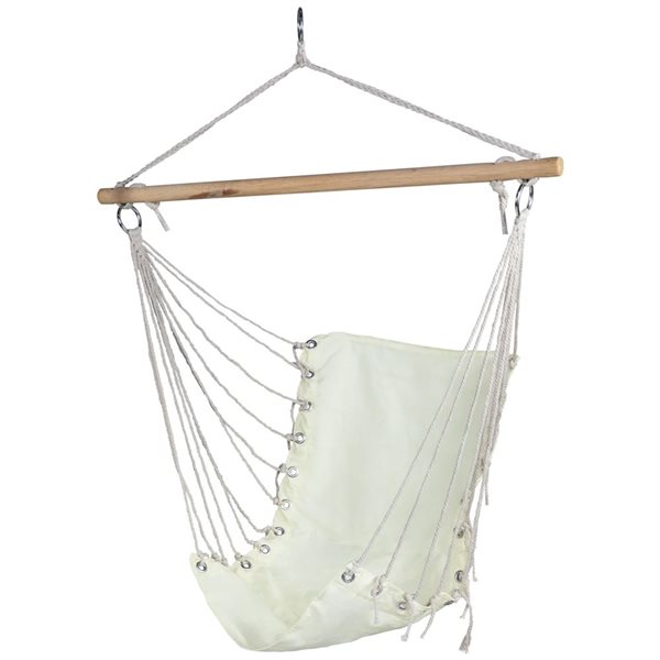 Northlight 37.25 x 33-in Hammock Chair with Wooden Bar - Cream