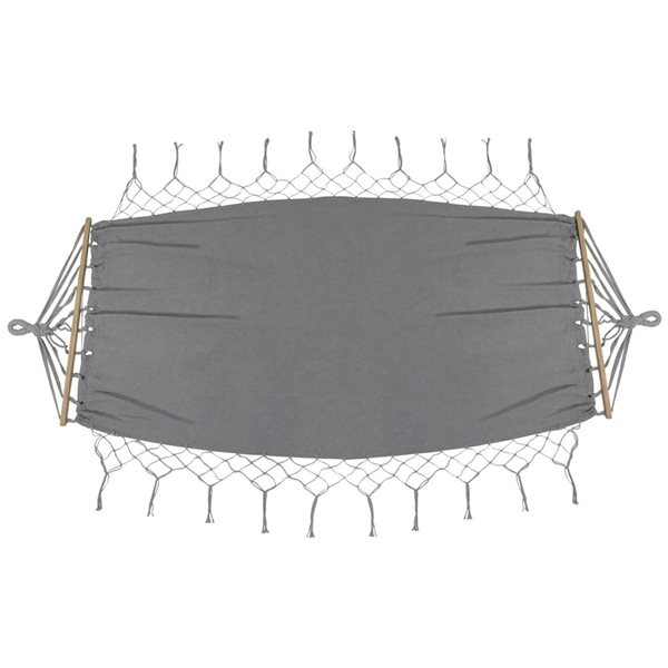 Northlight 100 x 41-in Hammock with Netted Fringe and Wooden Bars - Grey