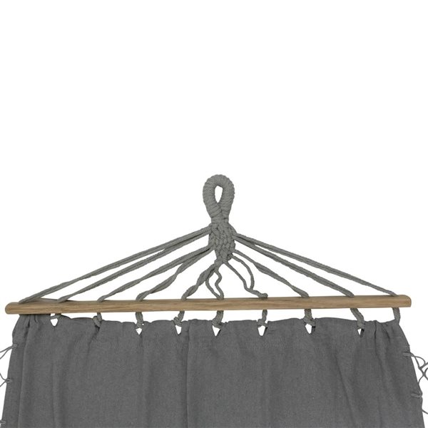 Northlight 100 x 41-in Hammock with Netted Fringe and Wooden Bars - Grey