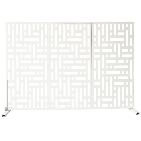 Oakland Living 6 x 4-ft White Freestanding Metal Privacy Screen Room Divider