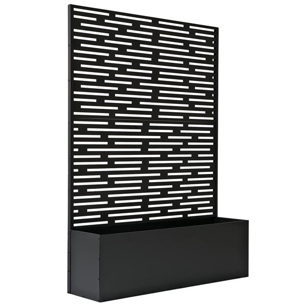 Oakland Living 6 x 4-ft Black Freestanding Metal Privacy Screen Room Divider with Flower Box