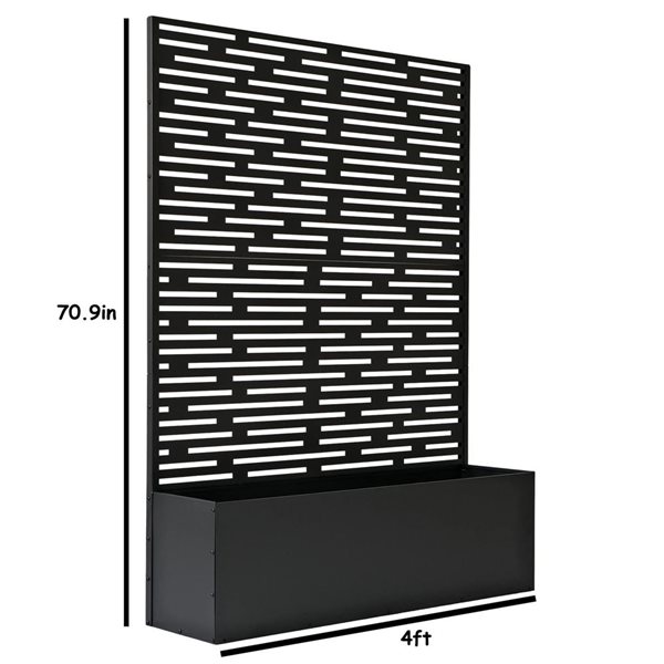 Oakland Living 6 x 4-ft Black Freestanding Metal Privacy Screen Room Divider with Flower Box