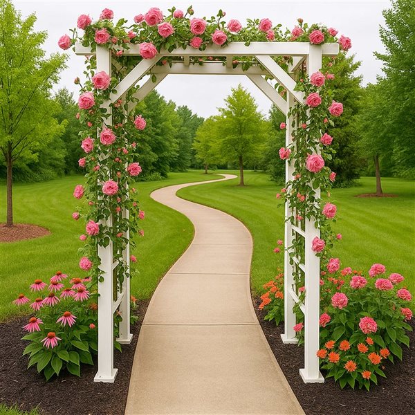 Oakland Living 4.27-ft x 82.7-in White Modern Aluminum Garden Arbor Arch