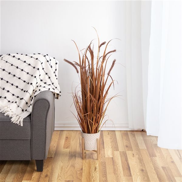 Northlight 40-in Artificial Onion Grass Plant - Brown Pot