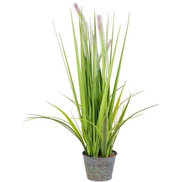 Northlight 24-in Artificial Green Onion Grass Plant - Tin Pot