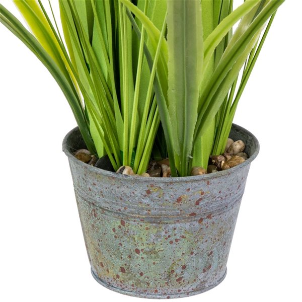 Northlight 24-in Artificial Green Onion Grass Plant - Tin Pot
