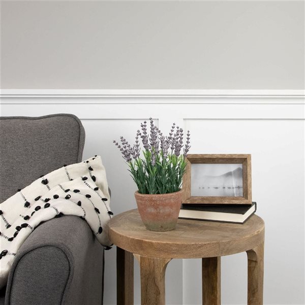 Northlight 10-in Artificial Lavender and Leaves - Weathered Pot