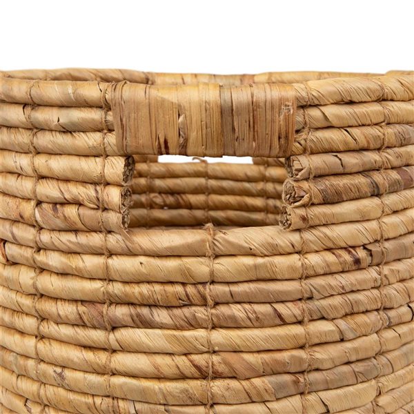 Northlight 3-Pc Natural Woven Cylindrical Seagrass Table and Floor Baskets - Brown