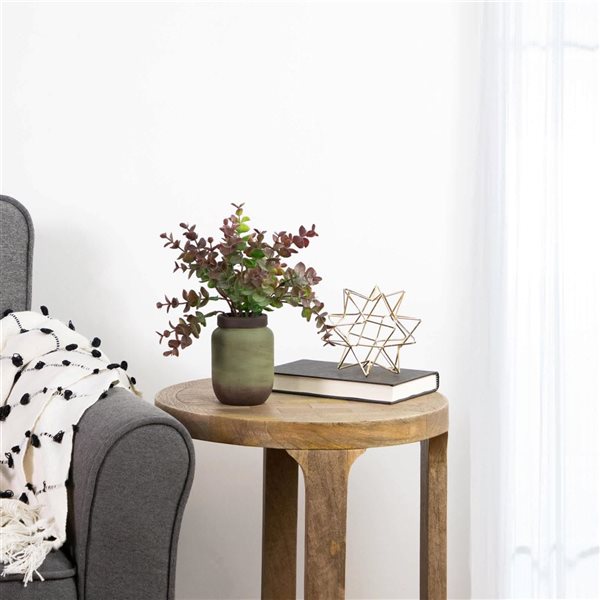 Northlight 10-in Real Touch™ Two-Toned Spring Eucalyptus Leaves Artificial Plant - Ceramic Pot