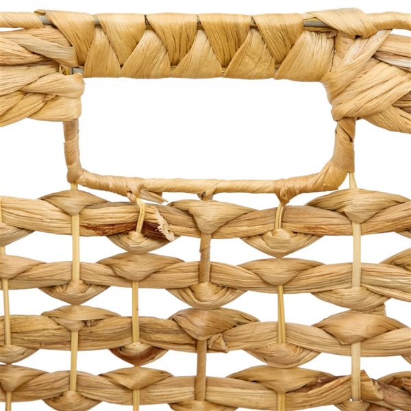 Northlight 17.75-in 3-Pc Diamond Weave Rectangular Water Hyacinth Baskets with Handles - Beige