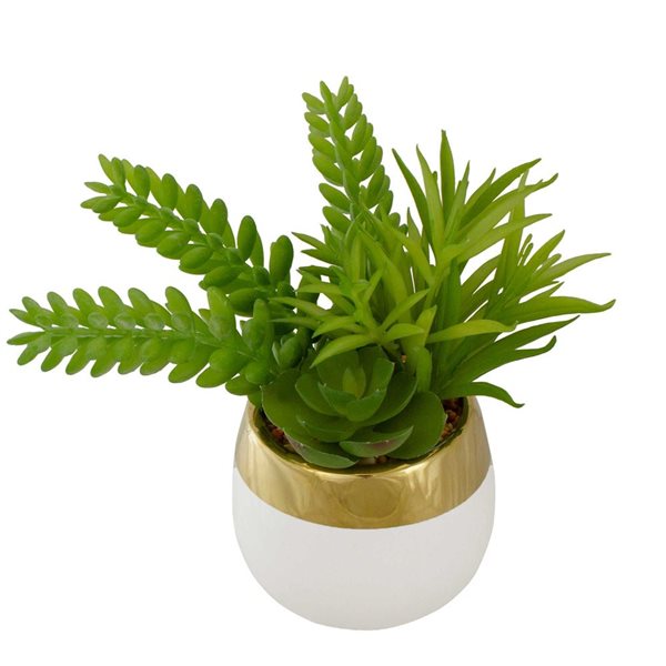 Northlight 6.5-in Mixed Artificial Succulent Arrangement - Ceramic Pot
