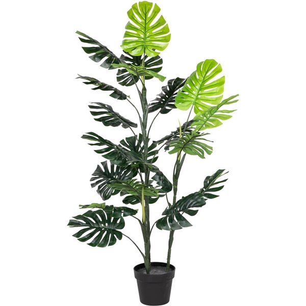 Northlight 4-ft Potted Artificial Monstera Plant - Two Tone Green