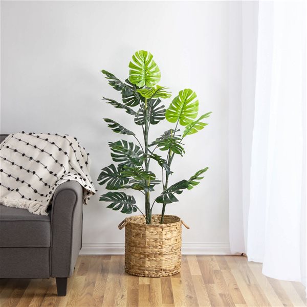 Northlight 4-ft Potted Artificial Monstera Plant - Two Tone Green
