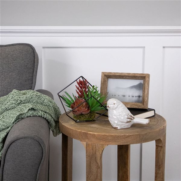 Northlight 7-in Artificial Succulent Arrangement - Metal Wire Frame