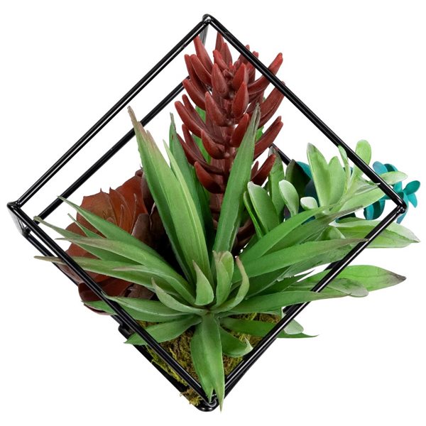 Northlight 7-in Artificial Succulent Arrangement - Metal Wire Frame