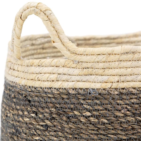 Northlight 13.25-in 3-Pc Woven Seagrass Storage Baskets with Built-in Handles - Beige