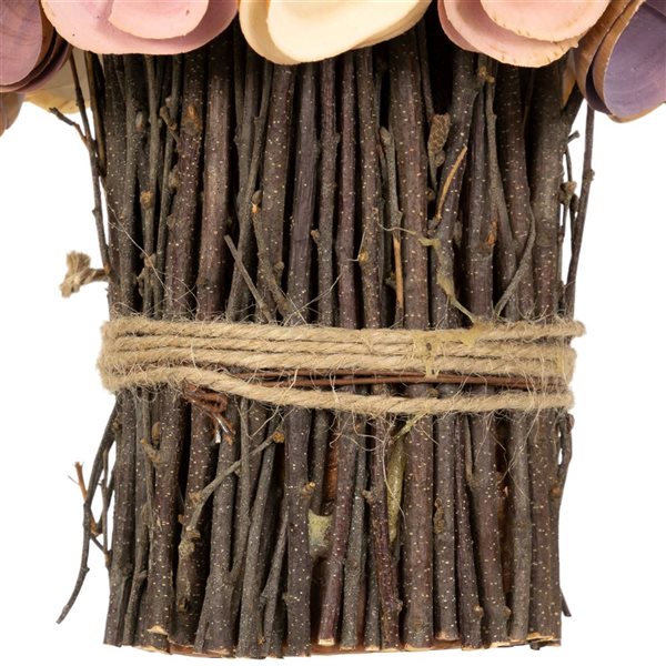 Northlight 8.25-in Artificial Wood Shaved Floral Spring Bouquet - Pink and Yellow